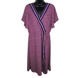 Studio B by Bobeau geometric print midi wrap dress size xl